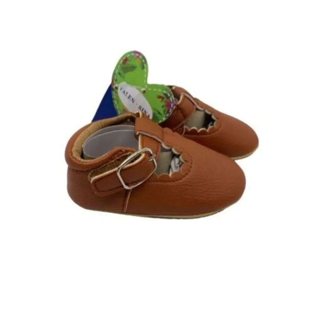 Baby Girls T-Strap Mary Jane Flats Moccasins Brown 3-6 Mth‎